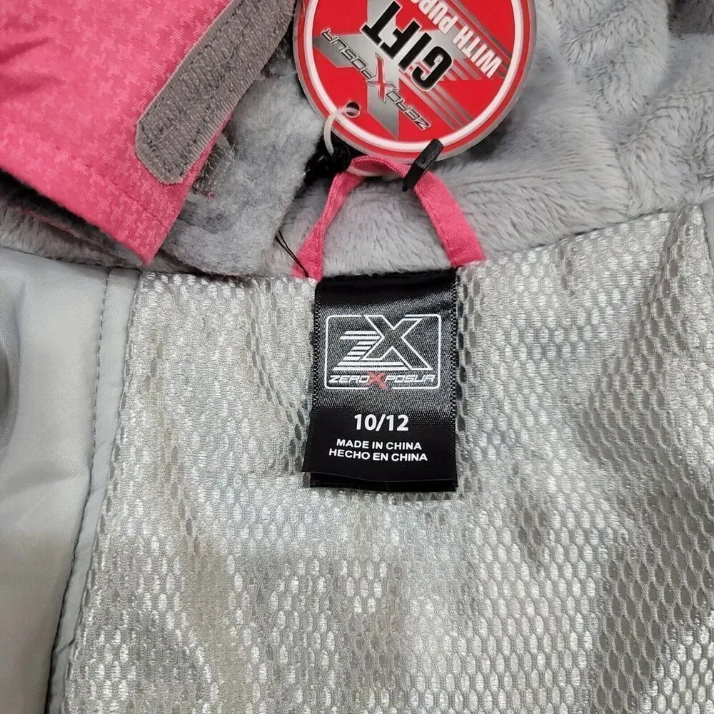 NWT ZeroXposur Girls Snowboarding Heavyweight Jacket & Headband‎ Sz 10/12 Pink